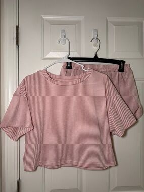 Striped Pink Two-Piece Loungewear Set
